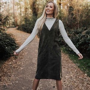 Henly Boutique olive corduroy jumper dress